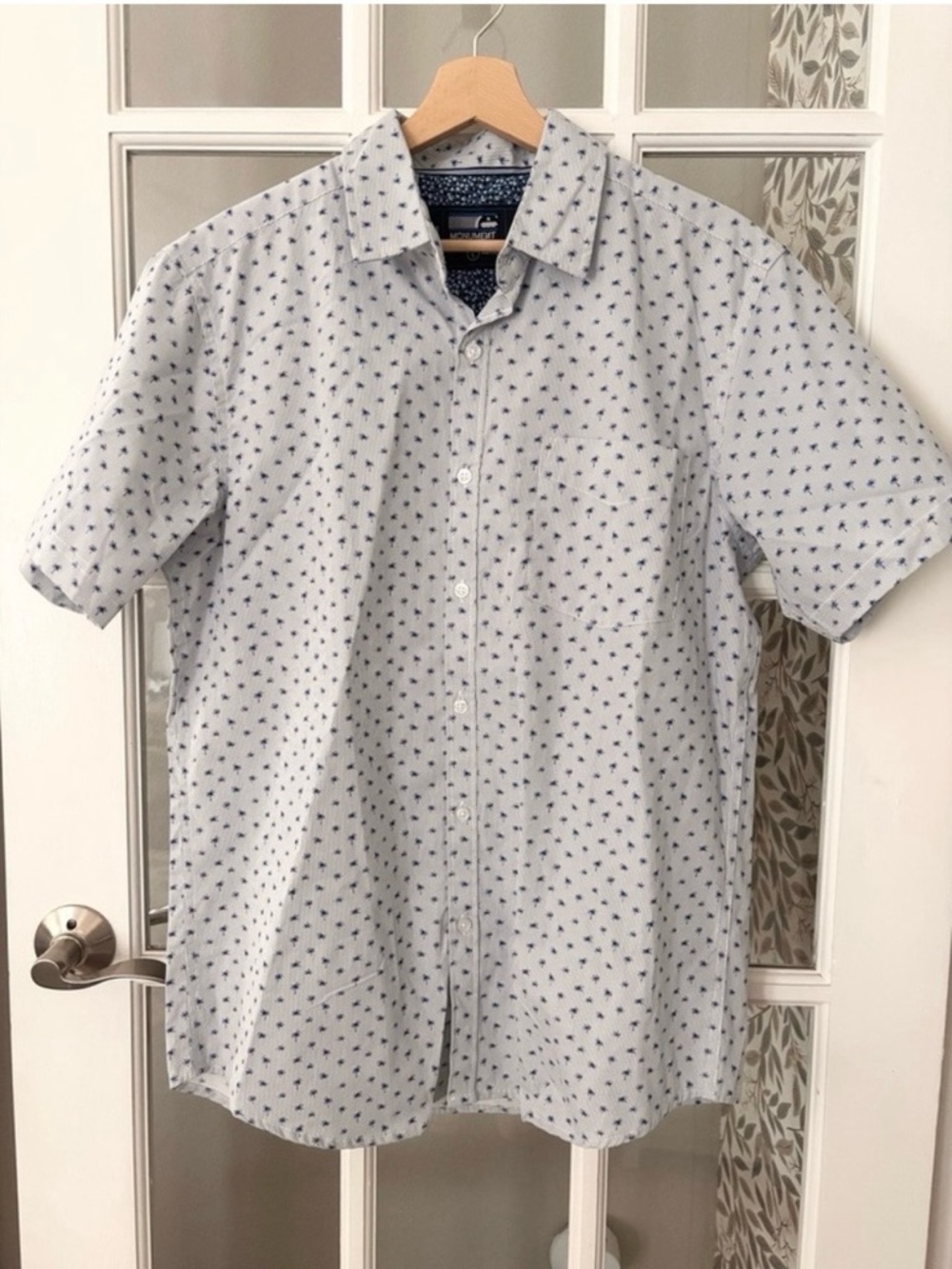 MONUMENT Casual Palm Tree Button-Down Shirt Sz L